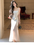 Huibaolu Women Elegant  Mermaid Dress Summer New Fashion Beige Vestidos Female Bodycon Dresses Prom Evening Party Fashion Clothing