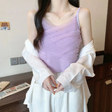 Huibaolu South Korean CHIC Summer New Super Hot Small Vest Sexy Mesh Splicing Bandeau Suspender Sexy Camisole