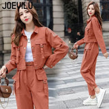 Huibaolu 2PCS Streetwear Tracksuit Cargo Coat Casual Pants 2 Piece Sets Women's Outfits Spring and Autumn Korean Fashion Y2k Suit