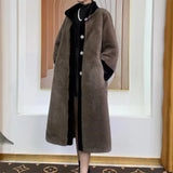 Huibaolu Faux Mink Fur Coat Women Winter Long Jacket Middle-aged Elderly Mother Cashmere Overcoat Noble Warm Parkas Black Outwear