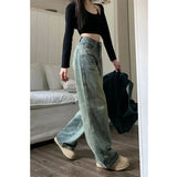 Huibaolu 2024 New Wide Leg Jeans for Women Vintage High Waist Baggy Y2K Denim Pants Woman 90S Streetwear Straight Full Trousers