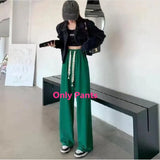 Huibaolu Women's Autumn Winter Fashion Knitting Cardigan Coat+High Waist Wide Leg Pants Two-piece Korean Elegant Sweater Trousers Suit