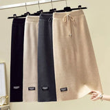 Huibaolu New 2024 Women's Knitting Skirts Autumn Winter Elegant Back Split Bodycon Skirts Female Korean Slim High Waist Long Skirts