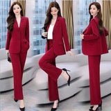 Huibaolu Women's Autumn Casual Suit Jacket Matching Set 2024 New Loose Blazers+ Wide Leg Pants Two Piece Female Chic Professional Wear