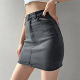 Huibaolu Denim Skirt for Women Y2K Streetwear Sexy Package Hip Mini Skirts Female Korean Style High Waist Thin Short Jean Skirts