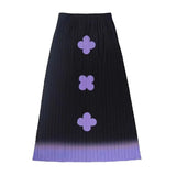 Huibaolu Pre Autumn New Halo Fold Craft Gradient High Neck Long Sleeve Underlay Top+Half Skirt festival outfit