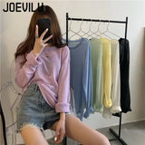 Huibaolu Sheer Sunscreen Blouse Women's Thin Outerwear Pullover Ice Silk Tops Summer Casual Loose T-shirt Air Conditioning Cover