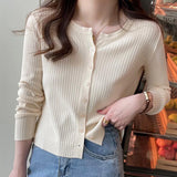 Huibaolu Autumn Long Sleeve Thin Sweater Coat Female Korean Wild Single-Breasted Knitted Cardigan Women Solid Casual Knitwear Tops