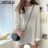 Huibaolu Sheer Sunscreen Blouse Women's Thin Outerwear Pullover Ice Silk Tops Summer Casual Loose T-shirt Air Conditioning Cover