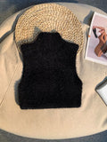 Huibaolu Fur Semi High Neck Sleeveless Knitted Base Shirt Vest Women's Autumn 2024 New White Sweet and Spicy Crop Top