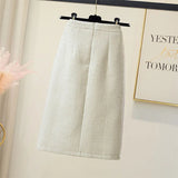 Huibaolu Autumn Winter Thicken Woolen Skirts Women Korean Fashion Shiner High Waisted Skirt Ladies Chic Pearl Buttons A-Line Skirts