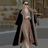 Huibaolu Faux Mink Fur Coat Women Winter Long Jacket Middle-aged Elderly Mother Cashmere Overcoat Noble Warm Parkas Black Outwear