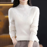 Huibaolu Fashion Rhinestones Turtleneck Sweater Woman Elegant Shiny Crystal Knit Pullover Women Soft Long Sleeve Cashmere Jumper