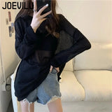 Huibaolu Sheer Sunscreen Blouse Women's Thin Outerwear Pullover Ice Silk Tops Summer Casual Loose T-shirt Air Conditioning Cover