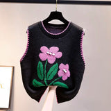 Huibaolu Vest 2024 Spring and Autumn New Loose Wear Women's Beading Top Round Neck Sweater Vest Tank Top