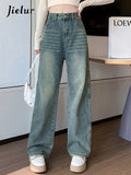 Huibaolu American Vintage Washed Female Jeans New High Waist Slim Straight Loose Basic Simple Casual Fashion Autumn Women Jeans