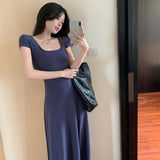 Huibaolu Summer Women's Dress Elegant Short Sleeve Bodycon Long Dresses Woman Sexy Outfits Party Club Sundress Black Birthday Dresses