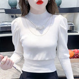 Huibaolu Sleeve Sweater Women's Fall/winter 2024 New Style Waist Knit Stylish Underwear Top