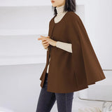 Huibaolu Style O Neck Poncho Jacket Loose Casual Capes Coats Fashion Cardigan Cloak Women Autumn Winter New Ladies Cape Outfits