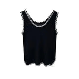 Huibaolu Fragrance Ice Silk Knitted Suspender Vest Sleeveless T-shirt for Women White Slim Bottom Summer White Crop Top