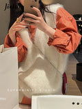 Huibaolu White Basic V-neck Sleeveless Knitting Female Sweater Vest Loose Casual Office Ladies 3-colors Autumn Women Sweater Vest