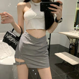 Huibaolu Korean Fashion Women Mini Skirts Sexy Streetwear Club Slim Y2K Skirts Female Summer New Irregular Package Hip Skirt Lady