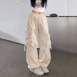 Huibaolu Streetwear Y2K Cargo Pants Women Harajuku Hip Hop Big Pockets Wide Leg Trousers Woman Korean Loose High Waist Casual Pants