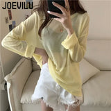 Huibaolu Sheer Sunscreen Blouse Women's Thin Outerwear Pullover Ice Silk Tops Summer Casual Loose T-shirt Air Conditioning Cover