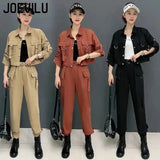 Huibaolu 2PCS Streetwear Tracksuit Cargo Coat Casual Pants 2 Piece Sets Women's Outfits Spring and Autumn Korean Fashion Y2k Suit