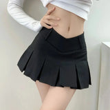 Huibaolu Sexy V-Waist Mini Skirt Women 2024 New Fashion Streetwear Short Pleated Skirts Side Zipper Hot Sale Y2K Skirts Female