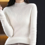 Huibaolu Fashion Rhinestones Turtleneck Sweater Woman Elegant Shiny Crystal Knit Pullover Women Soft Long Sleeve Cashmere Jumper