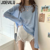 Huibaolu Sheer Sunscreen Blouse Women's Thin Outerwear Pullover Ice Silk Tops Summer Casual Loose T-shirt Air Conditioning Cover