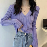 Huibaolu Summer Thin Knit Cardigan Women Outwear Sunscreen Clothes High Waist and Slim Short Top Ice Silk Shirt Y2k Casual Shawl