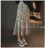 Huibaolu Temperament Long Skirts 2024 Summer All-Match Streetwear Leopard Casual Elastic Waist Ruffled High Waist Skirt Flhjlwoc Vestido