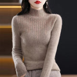 Huibaolu Fashion Rhinestones Turtleneck Sweater Woman Elegant Shiny Crystal Knit Pullover Women Soft Long Sleeve Cashmere Jumper