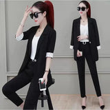 Huibaolu Autumn New Professional Wear Women's Fashion Suit Jacket Vest Pants Three-piece Korean Elegant Casual Blazers Trousers Set