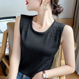 Huibaolu Version of Large Size Knitted Halter Vest Female 2024 Summer New Thin Tank Top Ice Silk Slim-fit Hollow-out Base Shirt