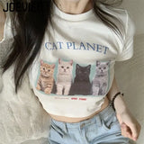 Huibaolu Print Slim Fit T-Shirt Summer Short Sleeve Crop Tops Women Ins Fashion Design Belly Button Exposed Korean Style Harajuku Tee