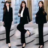 Huibaolu Women's Autumn Casual Suit Jacket Matching Set 2024 New Loose Blazers+ Wide Leg Pants Two Piece Female Chic Professional Wear