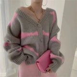 Huibaolu Winter Thick Warm Sweater Coat Women Casual Loose Soft Knitted Cardigan Ladies Korean V-Neck Single-Breasted Cardigans