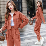 Huibaolu 2PCS Streetwear Tracksuit Cargo Coat Casual Pants 2 Piece Sets Women's Outfits Spring and Autumn Korean Fashion Y2k Suit