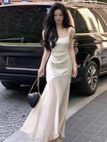 Huibaolu Women Elegant  Mermaid Dress Summer New Fashion Beige Vestidos Female Bodycon Dresses Prom Evening Party Fashion Clothing