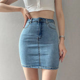 Huibaolu Denim Skirt for Women Y2K Streetwear Sexy Package Hip Mini Skirts Female Korean Style High Waist Thin Short Jean Skirts