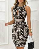 Huibaolu Sexy Women Black Rhinestone Decor Sleeveless Party Dress Elegant Halter Bodycon Mini Skinny Dresses