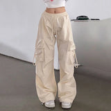 Huibaolu Streetwear Y2K Cargo Pants Women Harajuku Hip Hop Big Pockets Wide Leg Trousers Woman Korean Loose High Waist Casual Pants