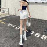 Huibaolu White Denim Skirts Women Spring Summer Korean High Waist Package Hip Skirt Woman Casual Simple Wild Jean Mini Skirts