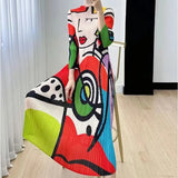 Huibaolu cartoon printed long sleeved dress for Korean Spring and Autumn women 2023 fashionable slim long dress