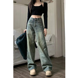 Huibaolu 2024 New Wide Leg Jeans for Women Vintage High Waist Baggy Y2K Denim Pants Woman 90S Streetwear Straight Full Trousers