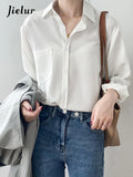 Huibaolu Dark Purple Long-sleeved Chiffon Blouse Female Spring Summer Leisure White Shirts Women Casual Solid Color Simple Blouses
