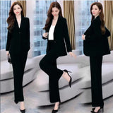 Huibaolu Women's Autumn Casual Suit Jacket Matching Set 2024 New Loose Blazers+ Wide Leg Pants Two Piece Female Chic Professional Wear